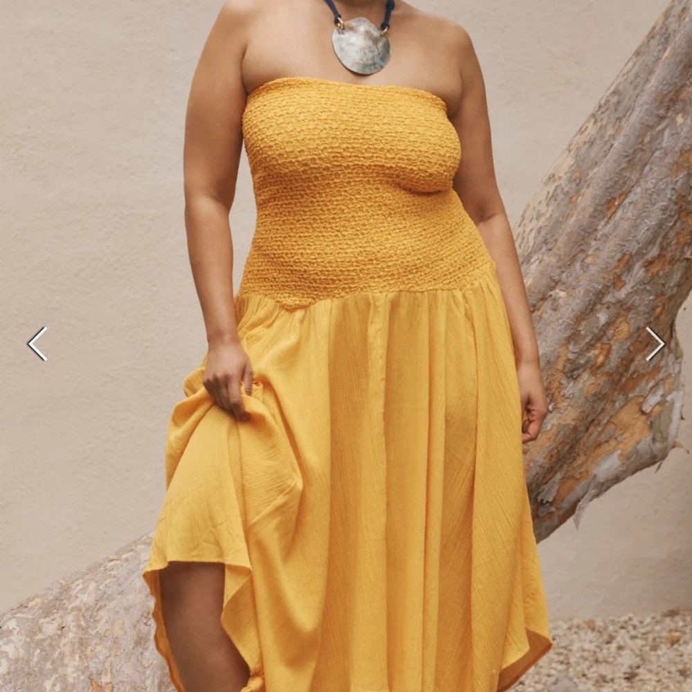 Elegant Strapless Yellow Dress
